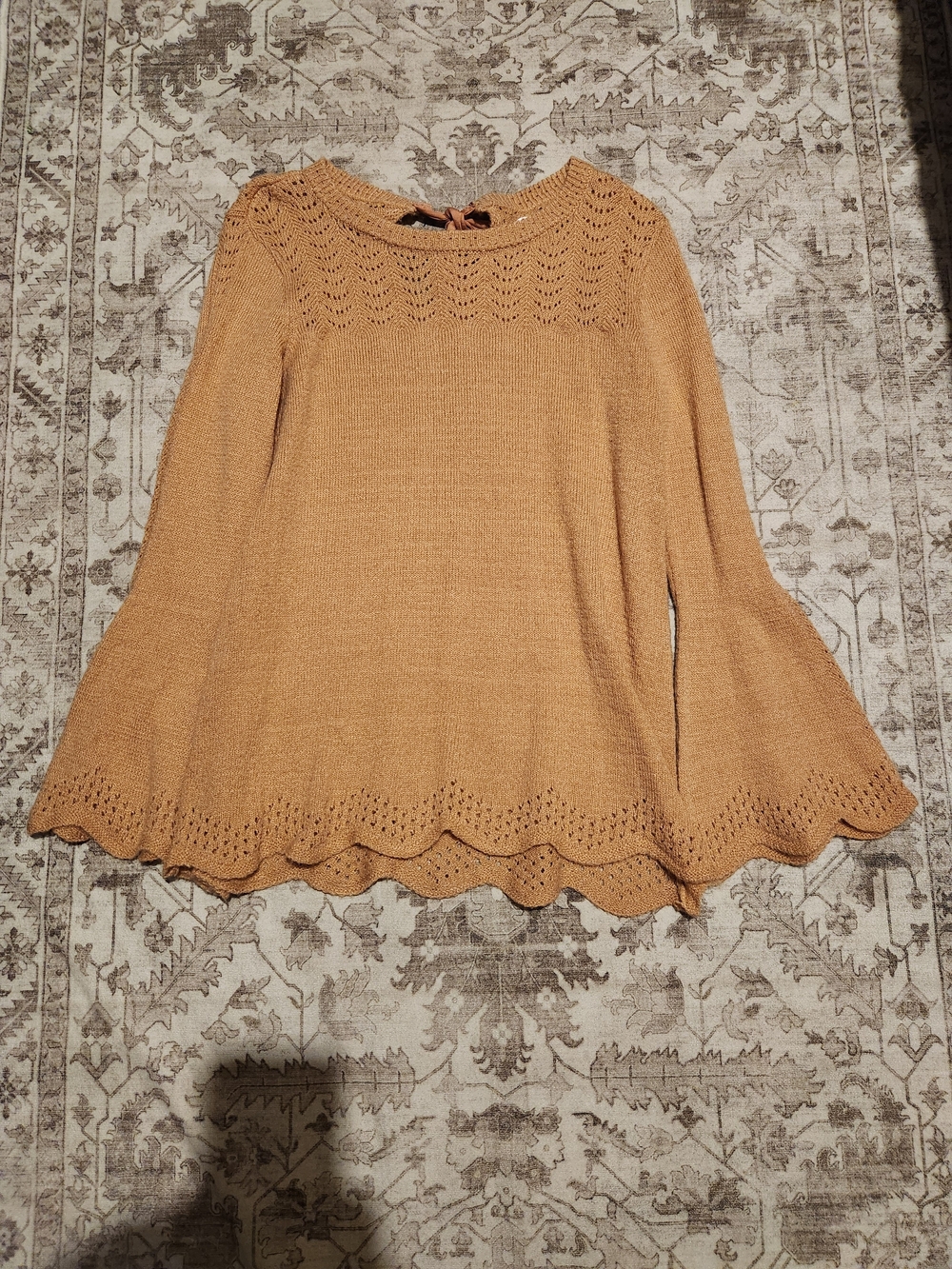 LC Lauren Conrad Scallop-Hem Scoop-Neck Sweater in Camel